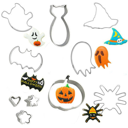 🎃 10PCS Halloween Cookie Cutters – Stainless Steel Shapes for Fun & Festive Baking 👻