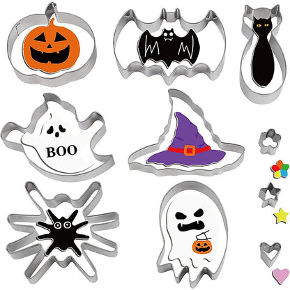 🎃 10PCS Halloween Cookie Cutters – Stainless Steel Shapes for Fun & Festive Baking 👻