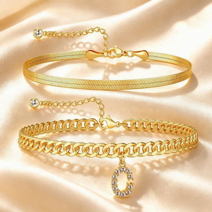 ✨ Gold Initial Anklet – 14K Gold Plated, Waterproof Adjustable Letter Pendant, Stackable Beach Jewelry