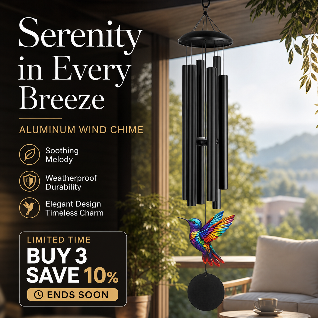 ⏳Time-Limited Special⏰Vintage Metal Wind Chimes | Elegant Black Aluminium Garden Decor with Bird & Butterfly Accents for Patio & Porch