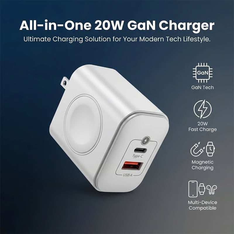 ⚡3 in 1 USB-C Charger Block with 20W Fast Charging Block